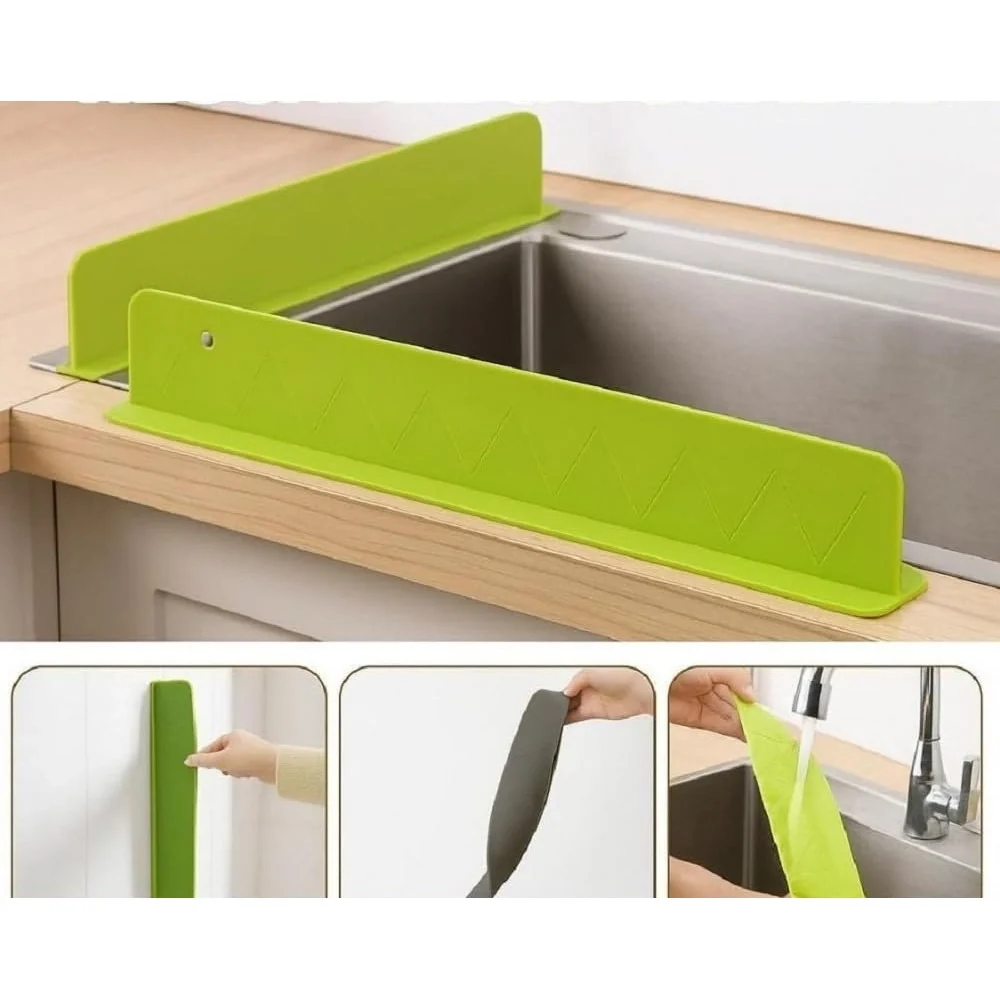 Zyrovi Kitchen Sink Splash Guard installed beside a kitchen sink